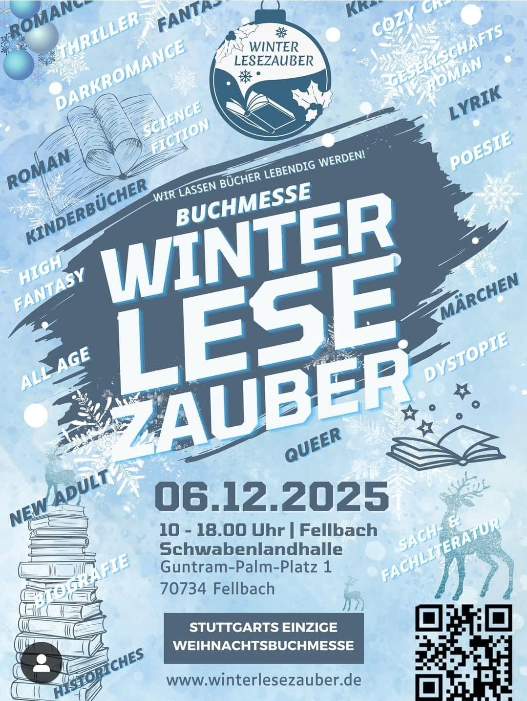 Poster for the Winterlesezauber book fair on 6 December 2025
